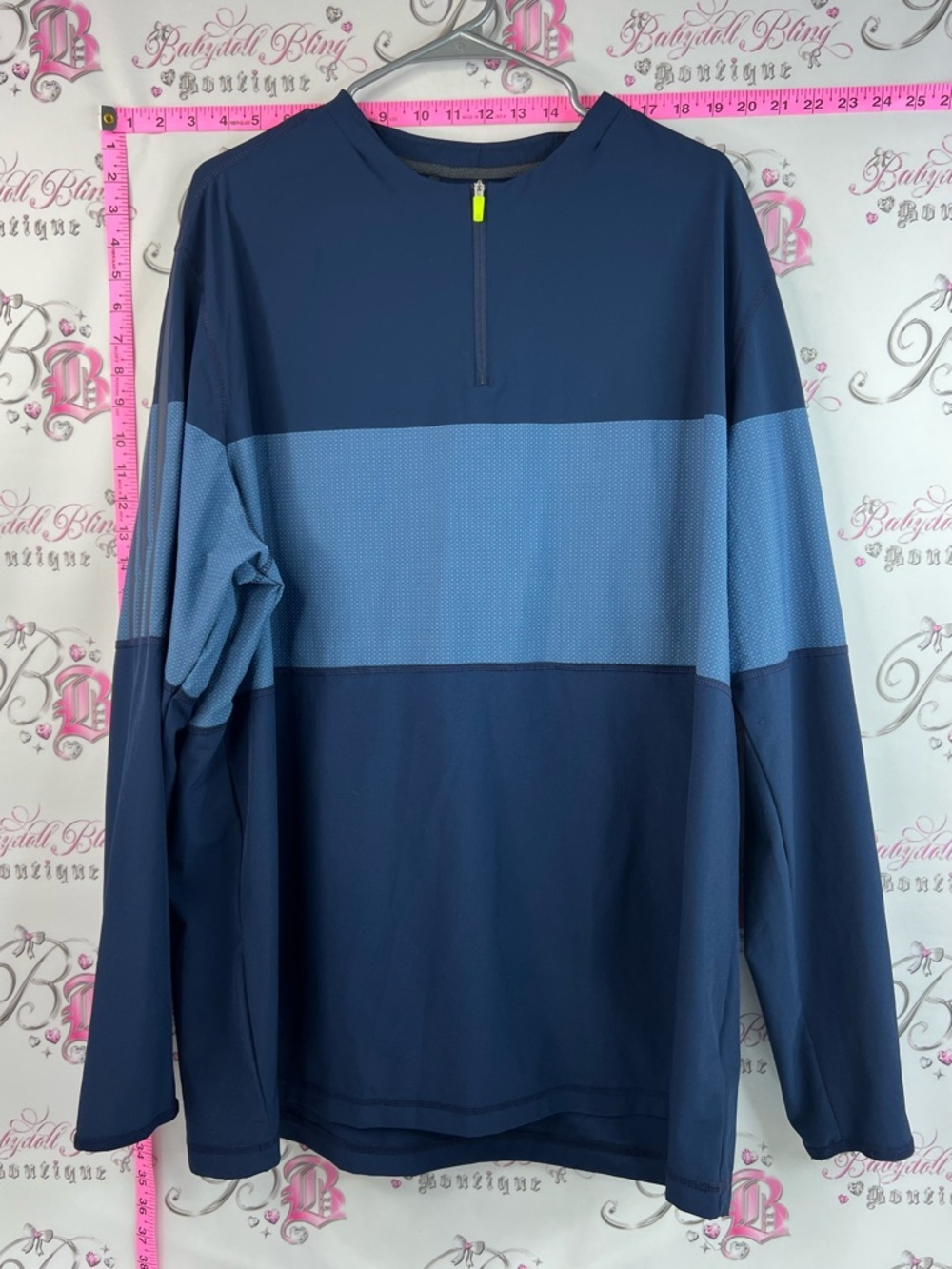 adidas shirt navy dark Long Sleeve Performance Tee in Navy and Light Blue